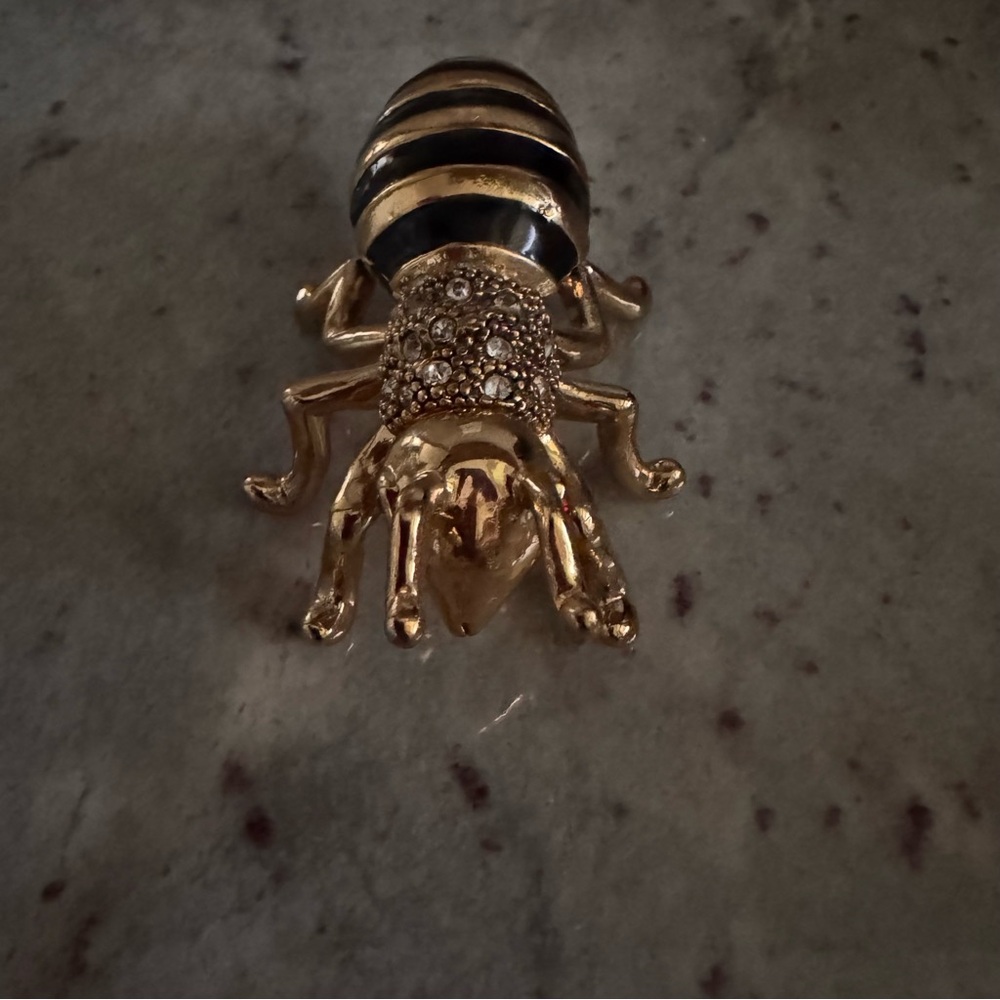 Black and Gold Bumblebee with Clear Crystals Trinket Box